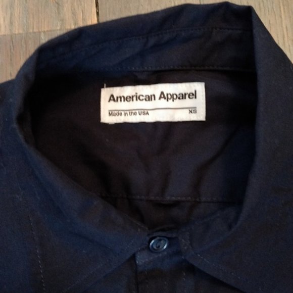 NWOT Original American Apparel Navy Blue Button Down Blouse XS - Picture 6 of 6